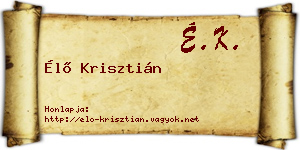 Élő Krisztián névjegykártya